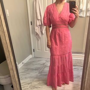 Pink long dress balloon sleeves